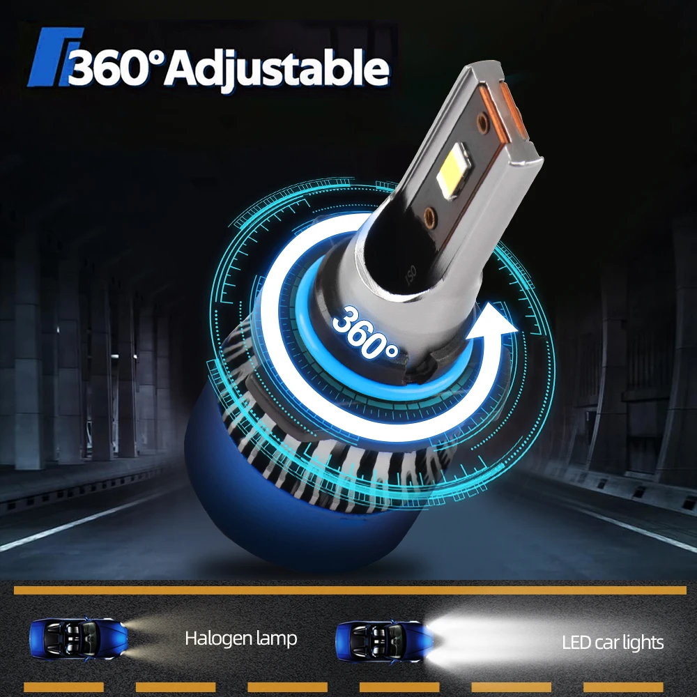 Roadsun Car LED Headlight Bulbs 120W 22000LM CANBUS Super Bright 9006/HB4 High/Low Beam LED Car Headlamps 6000K DC12V 3570 CSP Chips Auto Light Bulbs Universal Fit For Car Motors