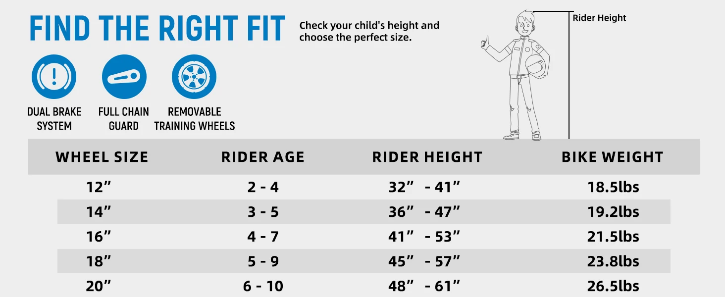 JOYSTAR BMX Style Kids Bike 12-20 Inch with Training Wheels Dual Brake System And Bell Ideal for Toddlers & Kids Ages 2-10 Years
