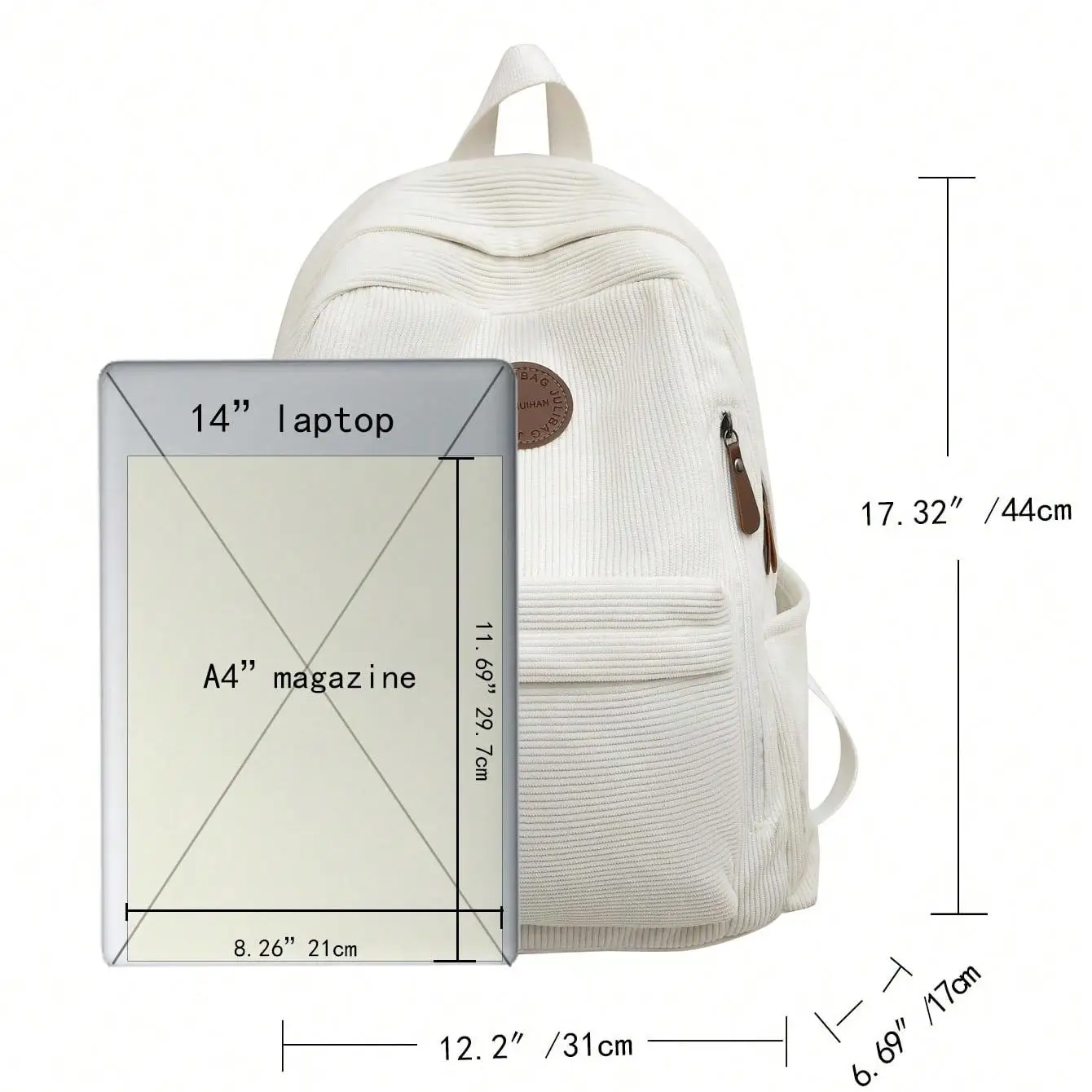 Small Corduroy Backpack For College, Lightweight Casual Backpack For High School, And University, Fits 14 Inch Laptop, Travel Bag School Bag School Bags University Bag Large Capacity Bag sg25072251840550004