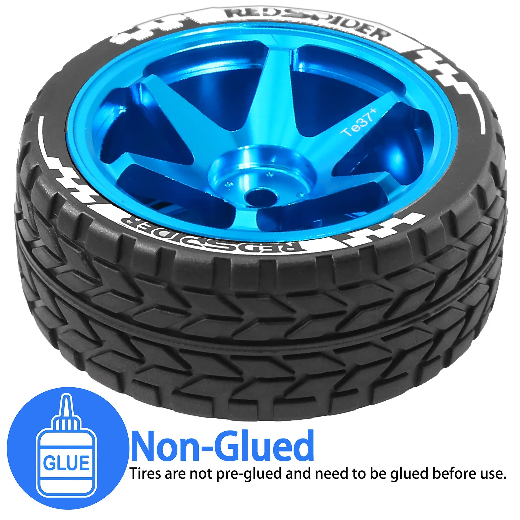 RED SPIDER 4Pcs 65mm 1/10 RC On‑Road Car Tires Metal Alloy Wheel Rims RC Touring Car Rubber Tyre Set for Traxxas HSP HPI Wltoys 1/10 RC On Road Car Upgrade Replacement Parts