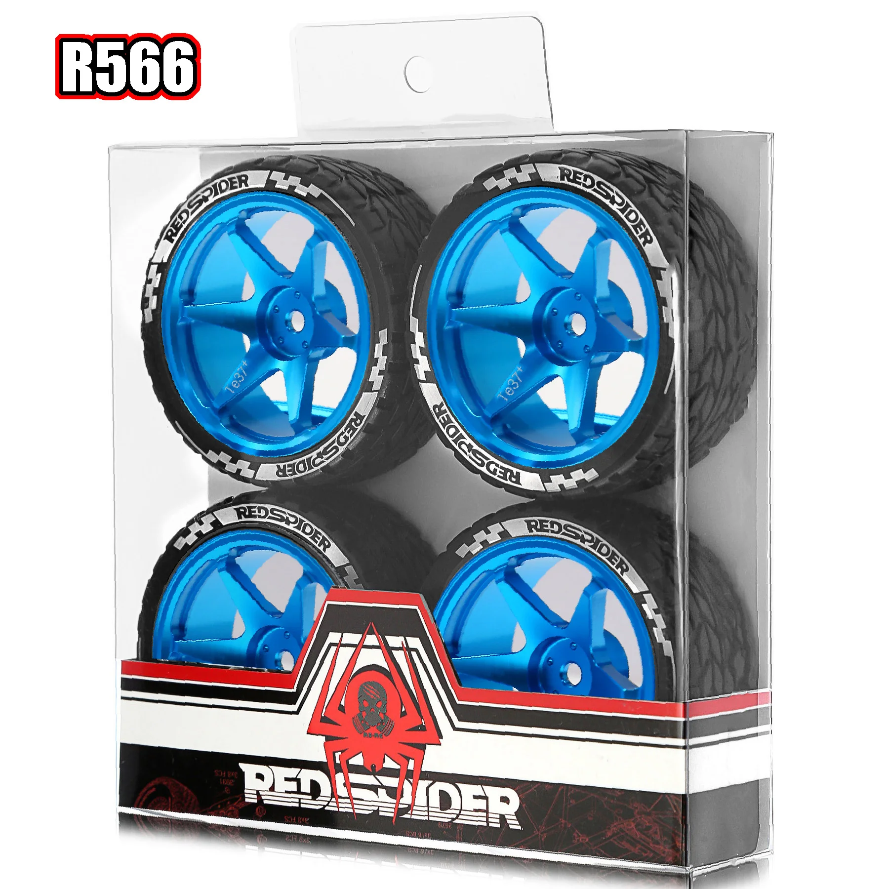 RED SPIDER 4Pcs 65mm 1/10 RC On‑Road Car Tires Metal Alloy Wheel Rims RC Touring Car Rubber Tyre Set for Traxxas HSP HPI Wltoys 1/10 RC On Road Car Upgrade Replacement Parts