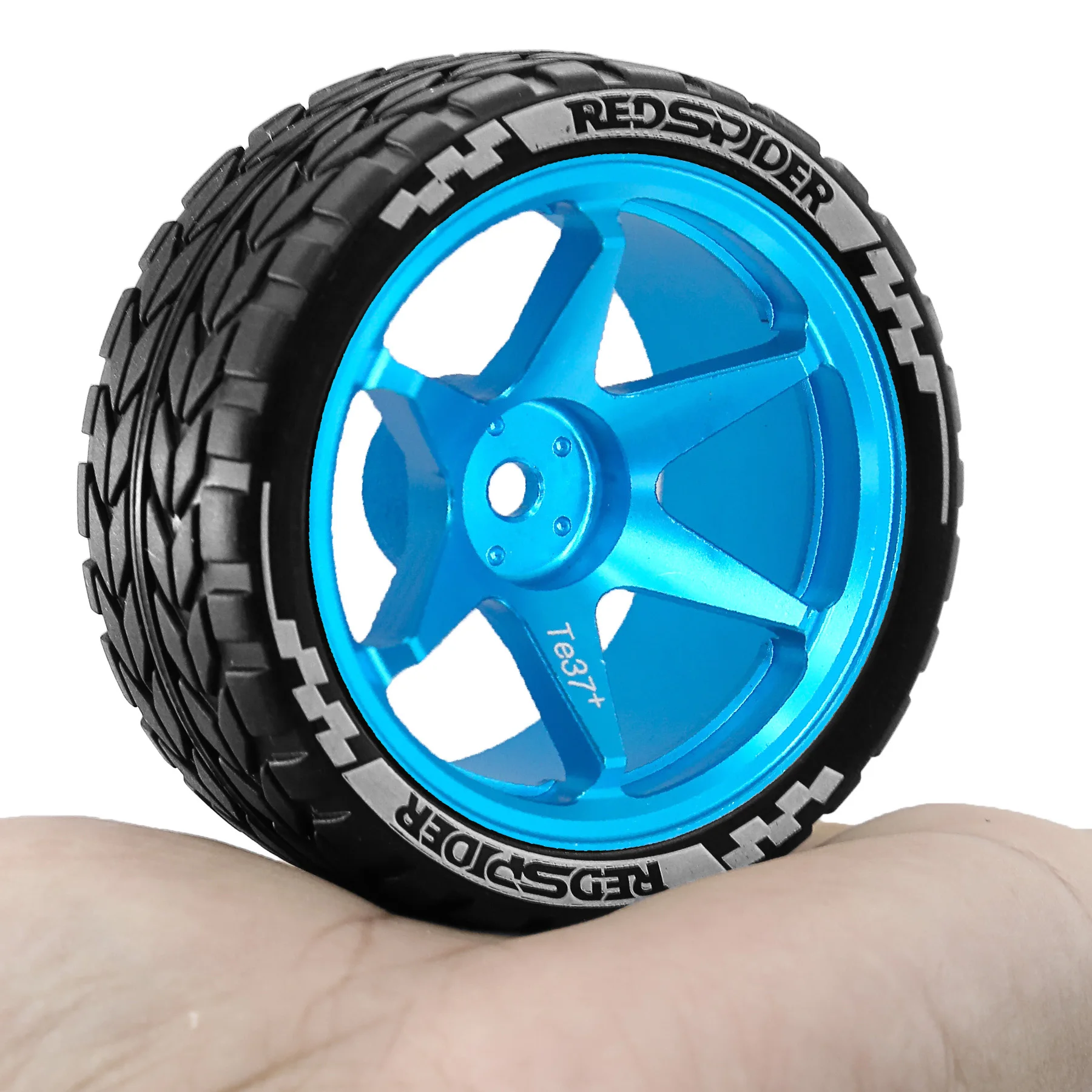 RED SPIDER 4Pcs 65mm 1/10 RC On‑Road Car Tires Metal Alloy Wheel Rims RC Touring Car Rubber Tyre Set for Traxxas HSP HPI Wltoys 1/10 RC On Road Car Upgrade Replacement Parts