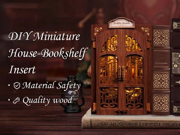 Original CUTEBEE 127pcs Bookshop Memories Book Nook Kit DIY Miniature House Dollhouse Bookstore Booknook Tiny House Bookshelf Decor Model Build DIY Craft Gifts for Adults and Teens book nook kits for adults tiny home doll house calico critters family se
