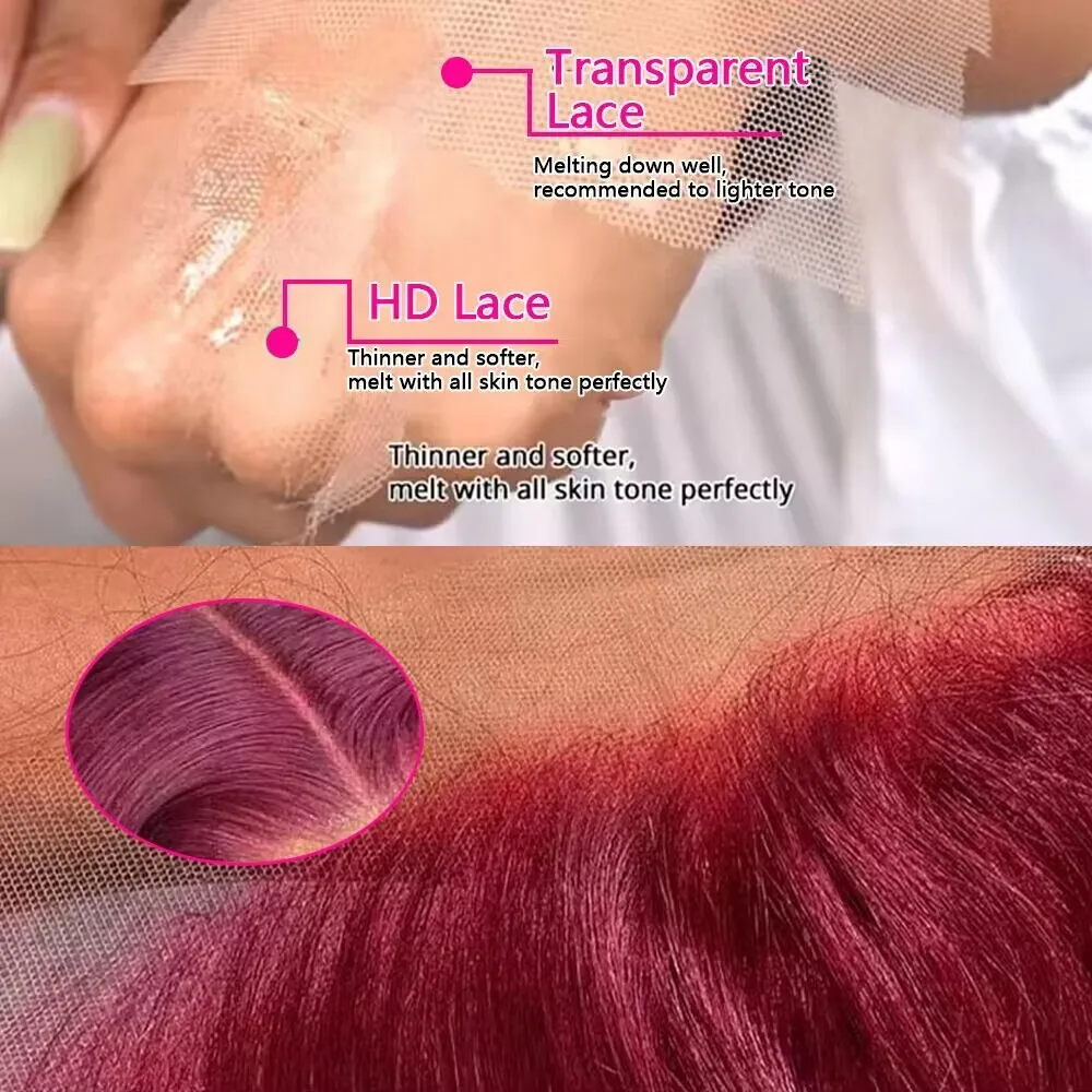99J Burgundy Colored 200 Density Straight Short Bob Wig 13x4 HD Full Lace Front Human Hair Wigs For Women 8-14 Inch Remy Hair