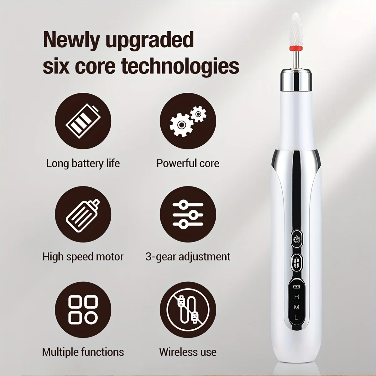 Cloud Prime Upgraded Electric Nail Drill Cordless 12 Drill Bits Fast Charging Salon Grade Portable Manicure Pedicure Efficient Tool For Christmas And New Year Gifts