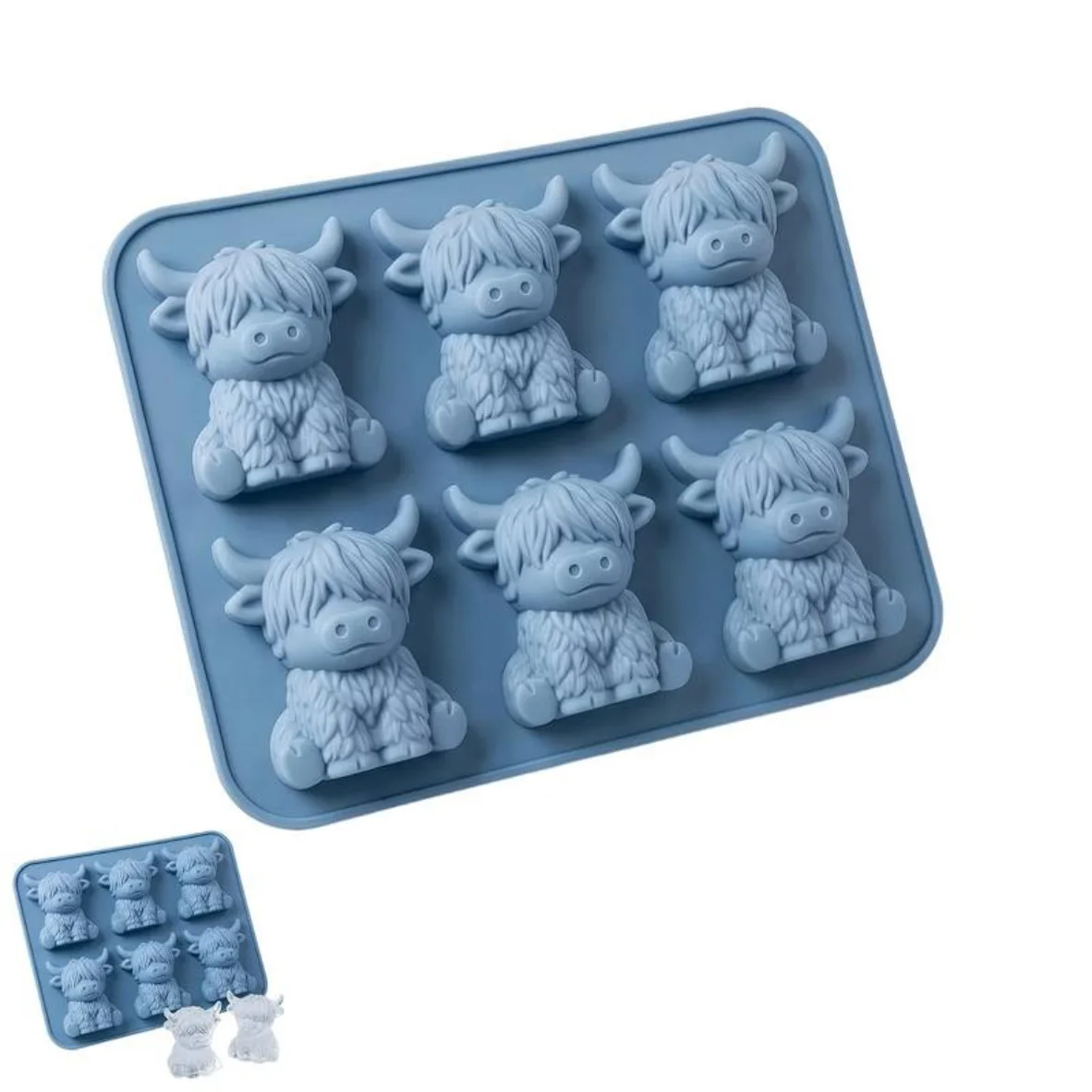 3D Highland Cow Ice Cube Mold Food Grade Silicone BPA Free Easy Release Ice Tray For Whiskey Cocktails Summer Bar Drinks Chocolate Making Kitchen Gadget