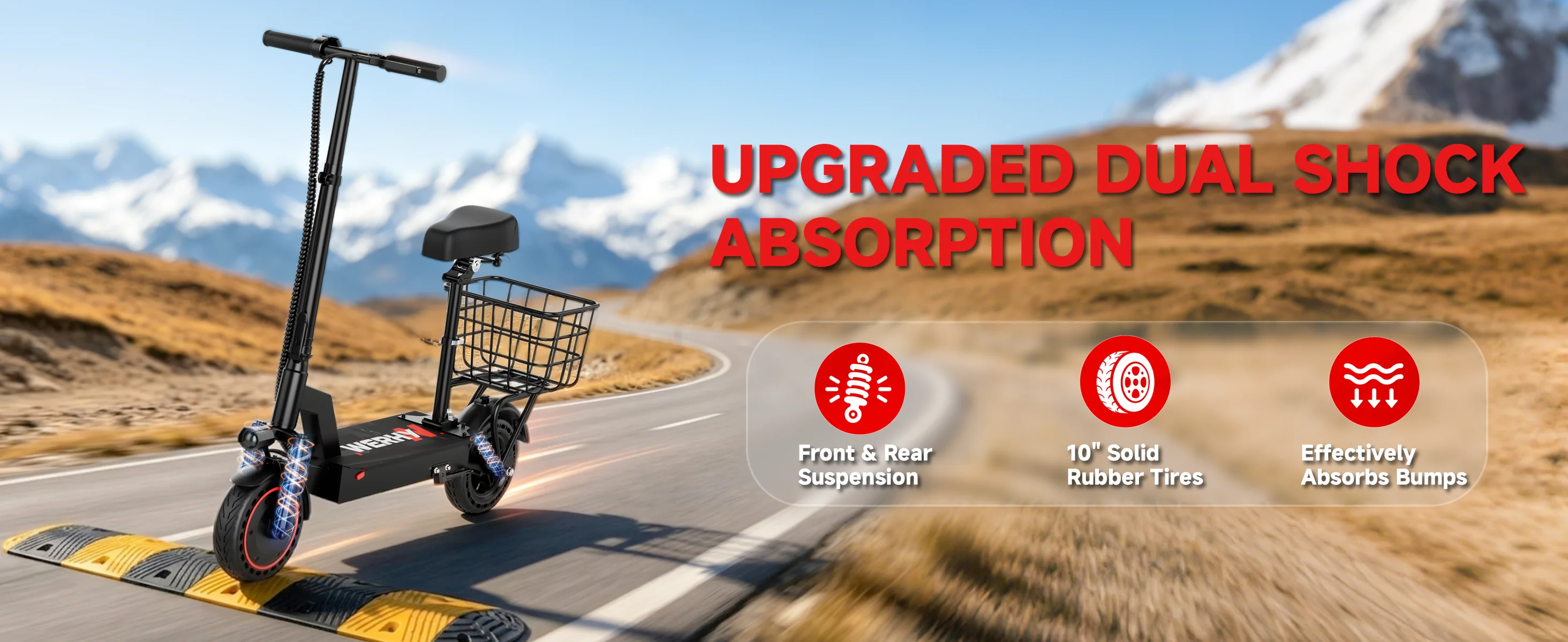2026 New 10inch Electric Bicycle 500W Powerful Motor 7.8AH Battery 22Miles Max Range 22MPH Max Speed Dua Shock Absorption Foldable Adult Ebike with Seat and Basket for Commuting