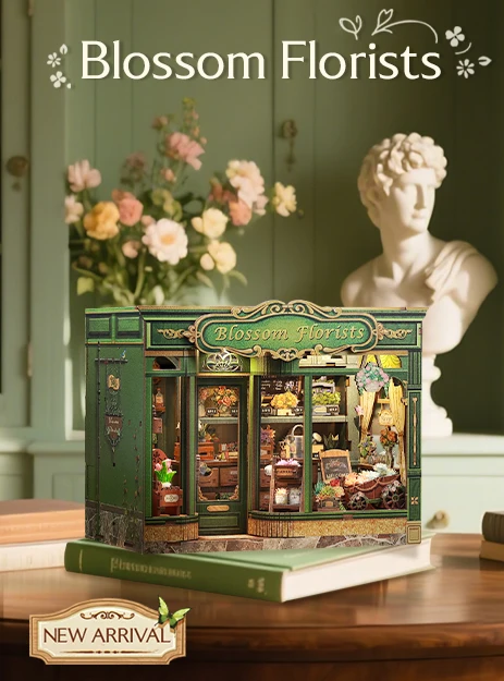 Original CUTEBEE 265pcs Blossom Florists Book Nook Kit DIY Miniature Flower House Dollhouse for Adults Booknook Tiny House Bookshelf Decor 3D Wooden Puzzle, DIY Craft Gifts for Family, Friends book nook kits for adults cute bee book nook kit
