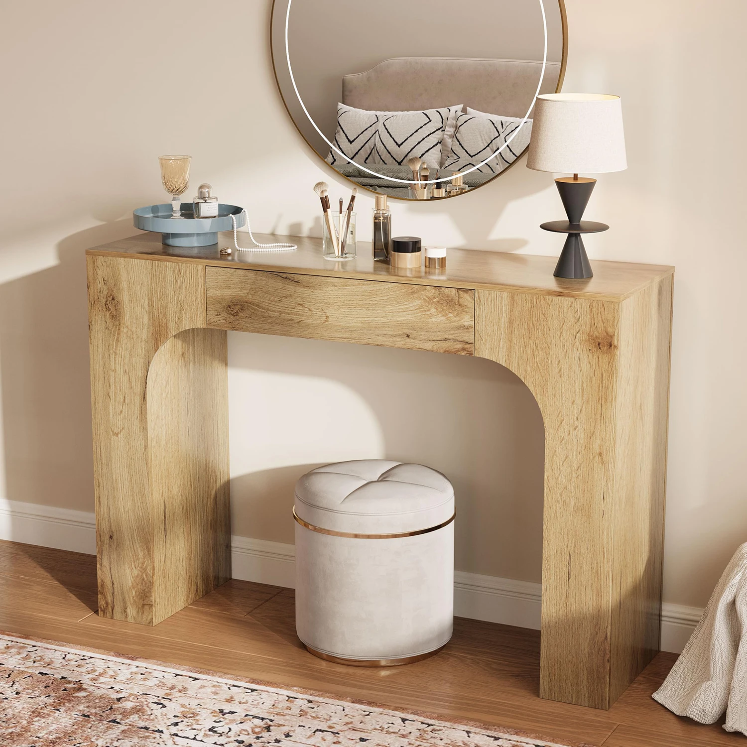 47 Inch Farmhouse Console Table With Drawer, Narrow Entryway Sofa Table For Behind Couch, Hallway Foyer Living Room TV Stand