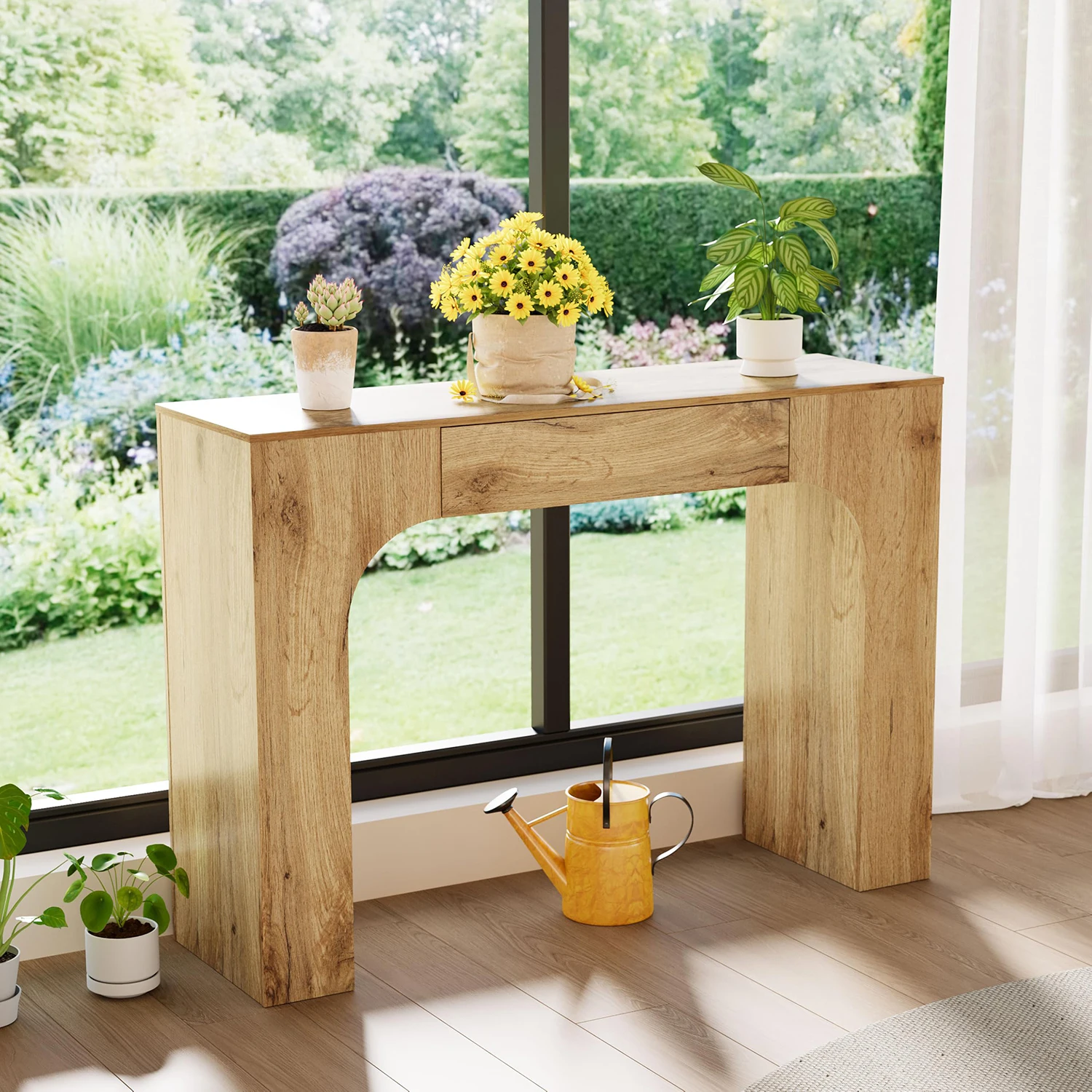 47 Inch Farmhouse Console Table With Drawer, Narrow Entryway Sofa Table For Behind Couch, Hallway Foyer Living Room TV Stand