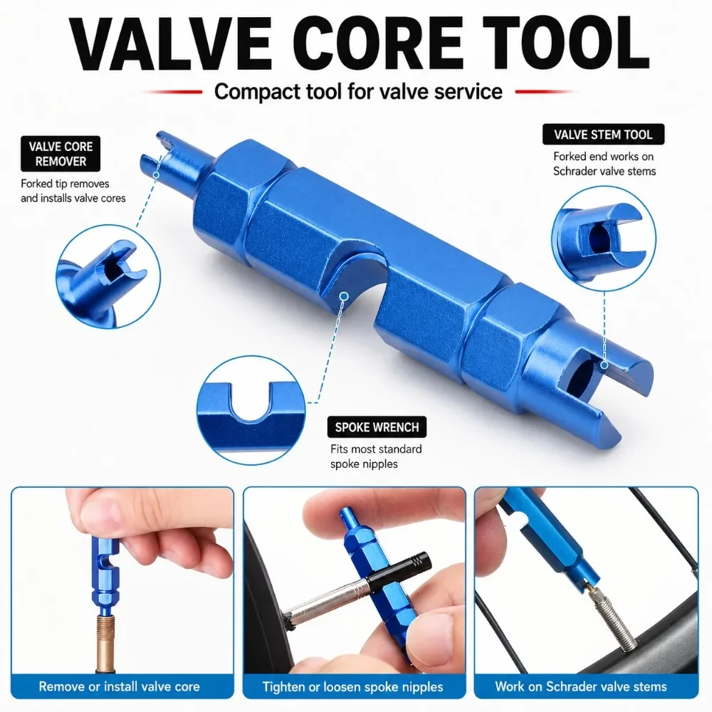 Heavy-Duty Tire Repair Kit with Valve Core Installer Portable Roadside Emergency Tire Patching Tools Suitable for Car, ATV, Puncture