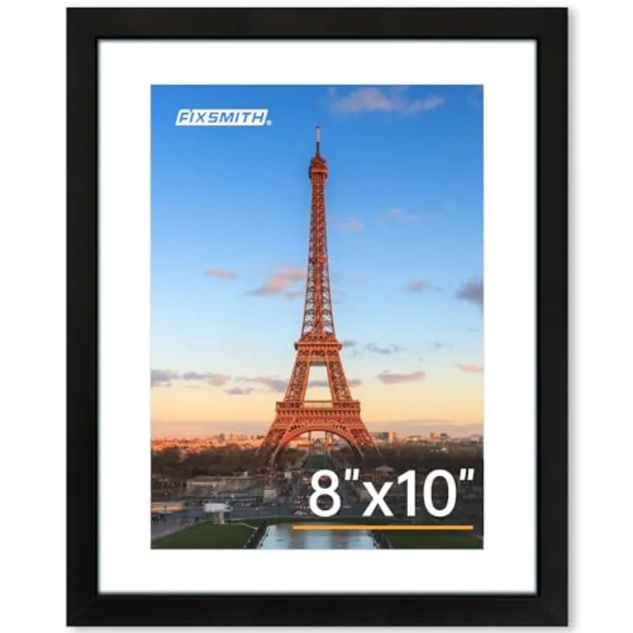 8X10 Picture Frame For Tabletop Or Wall Display, HD Plexiglass, Black, Lightweight And Shatter-Resistant, Fits 5X7 With Mat Or