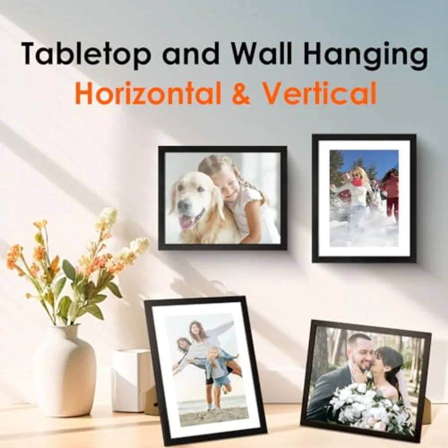 8X10 Picture Frame For Tabletop Or Wall Display, HD Plexiglass, Black, Lightweight And Shatter-Resistant, Fits 5X7 With Mat Or