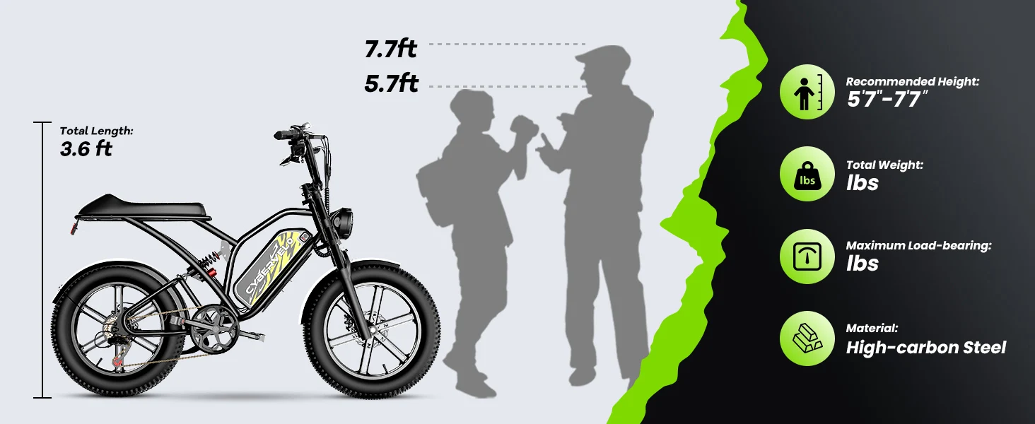 Cybervelo 1000W Electric Bike for Adults 20" Fat Tire All-Terrain E-Bike 48V 20AH/30AH Removable Battery 30MPH Electric Dirt Bike EK11