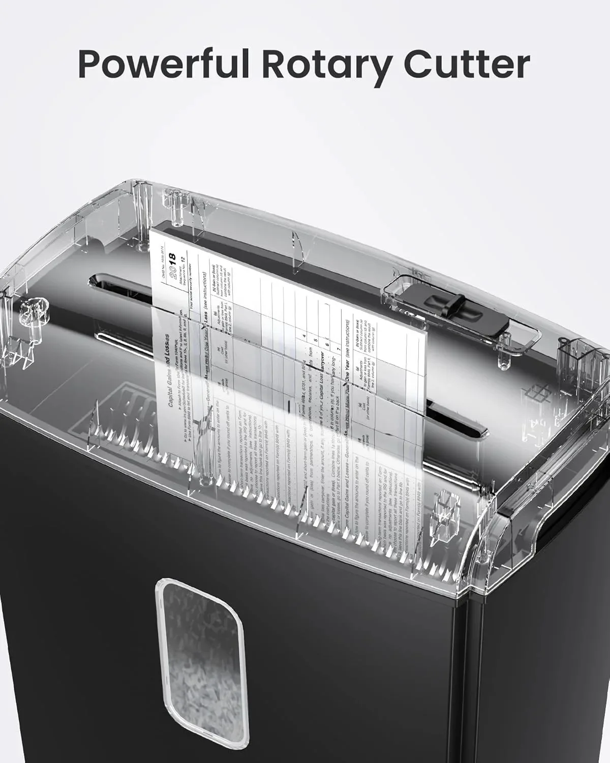 Deli 8-Sheet Micro Cut Shredder P5 Security Level 4 Gal Wastebasket with Handle Transparent Window for Home Office Credit Card