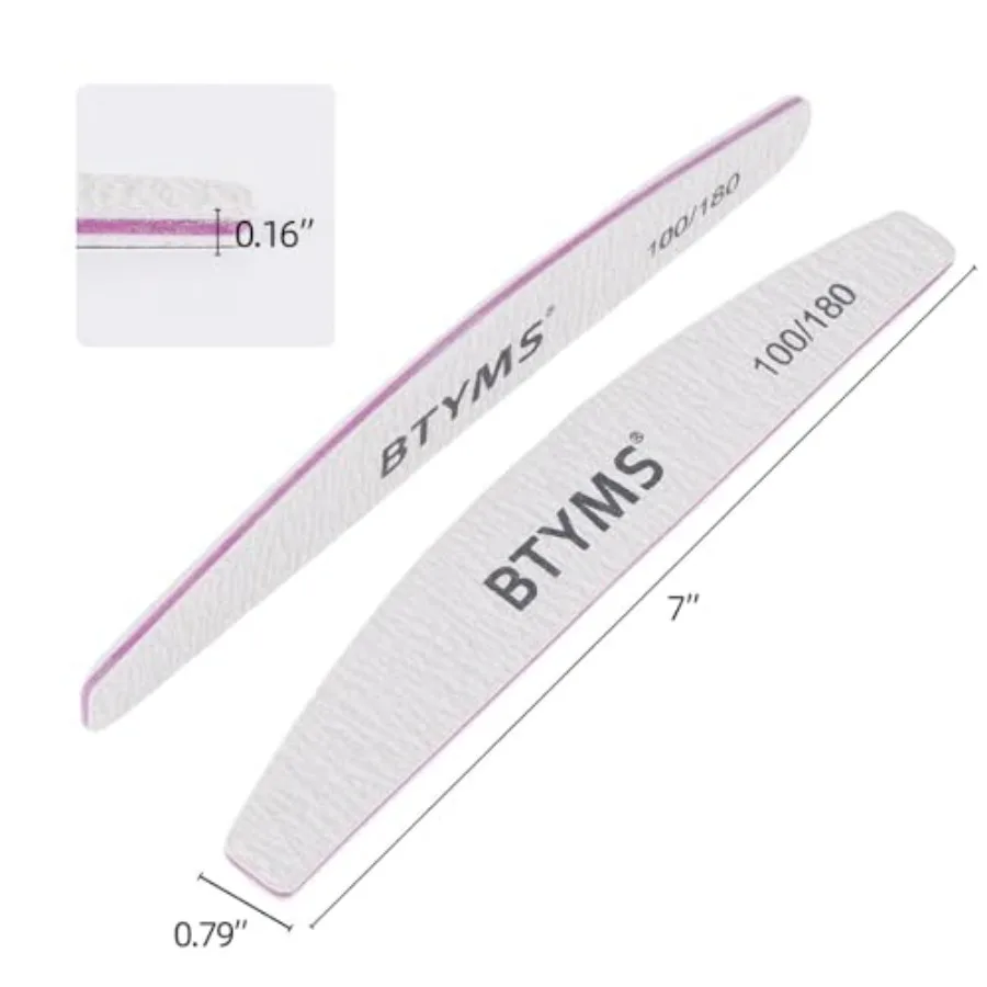 25Pcs 100/180 Grit Nail File and Buffer Professional Double-Sided Emery Boards for Acrylic, Gel and Natural Nails