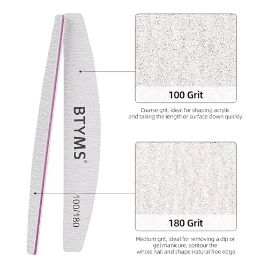 25Pcs 100/180 Grit Nail File and Buffer Professional Double-Sided Emery Boards for Acrylic, Gel and Natural Nails