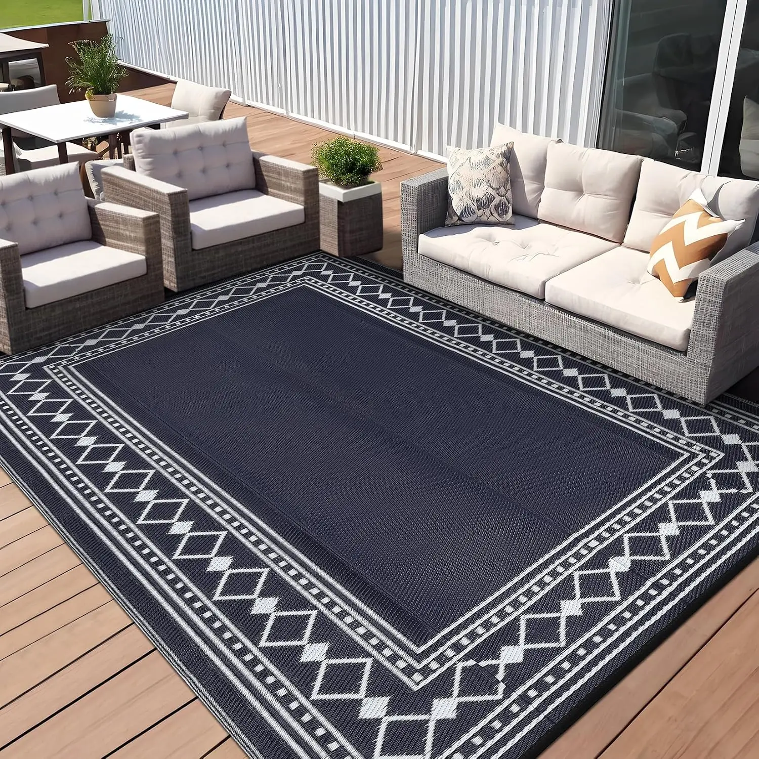 9x18/8X10FT Waterproof Plastic Straw Luxury Living Room Carpet Washable Decoration Coffee Tables Bedroom Rug Outdoor Mat Hotel Homestay Decorative