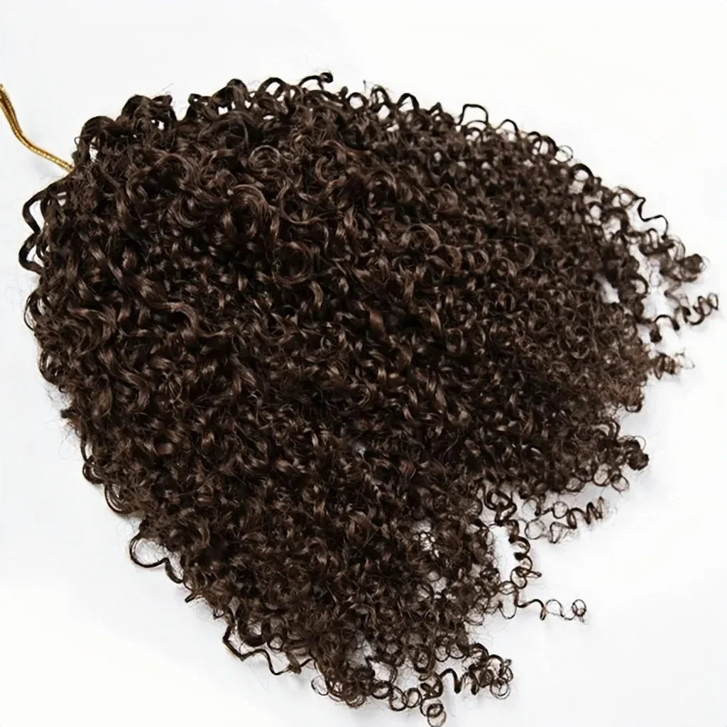 Chocolate Brown Kinky Curly Crochet Human Hair Extension Invisible Knots Pre Separated Water Wave Feather Crochet Braids Hair Deep Wave Hair Bundles