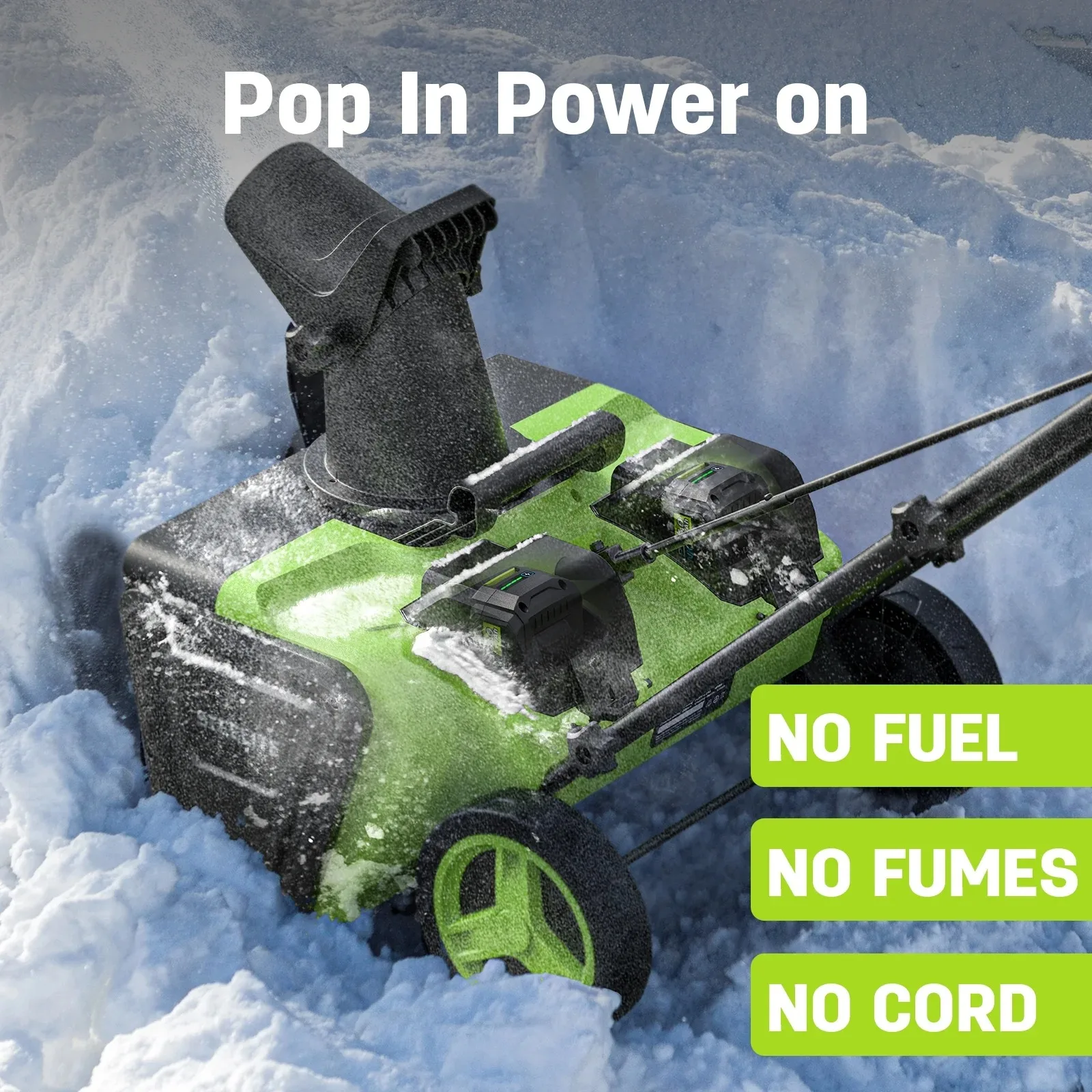 Deli 2x21V Cordless Snow Blower 20 Inch Brushless Snow Thrower with 2 Batteries and Charger for Lawn Patio