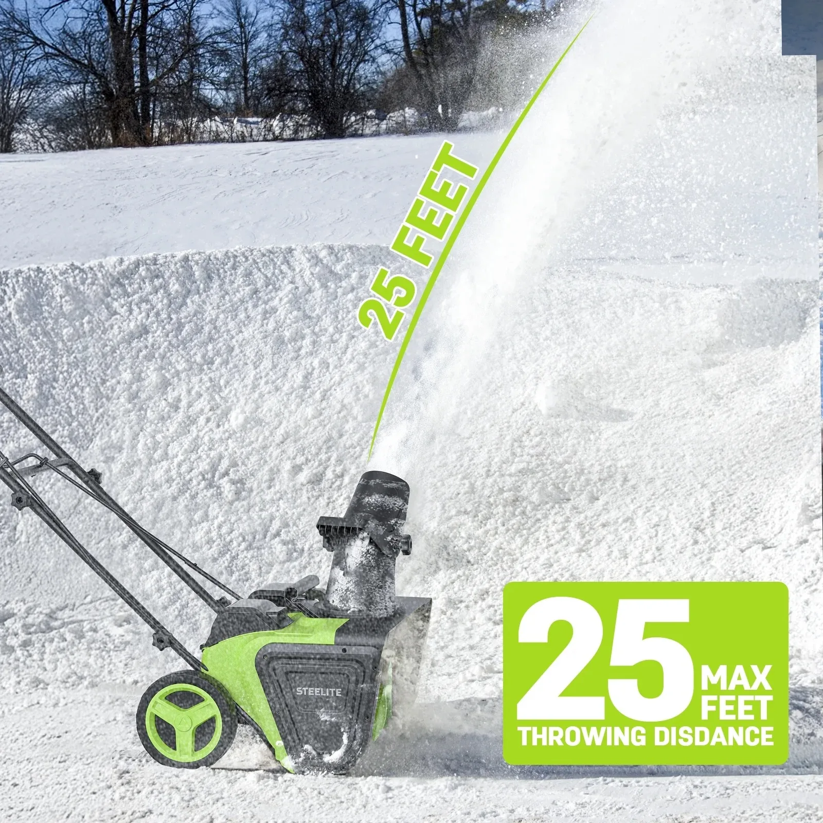 Deli 2x21V Cordless Snow Blower 20 Inch Brushless Snow Thrower with 2 Batteries and Charger for Lawn Patio