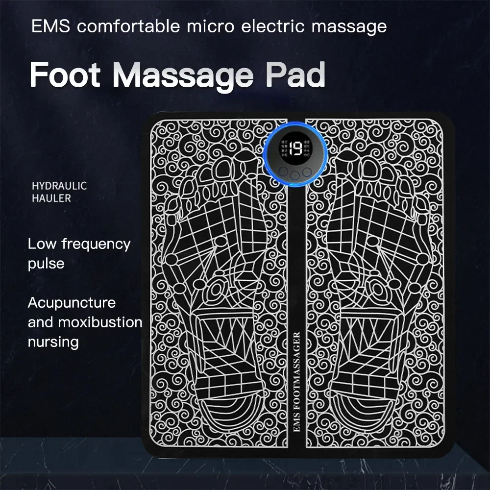 EMS Foot Massager Mat TENS & PMS Foot Stimulator – Electric Muscle Stimulator, Adjustable Intensity, Lightweight Design for Home, Travel, and Office Use, Rechargeable Leg Reshaping Muscle Pain Relax Massage Mat W-6 Modes 9 Intensity Levels