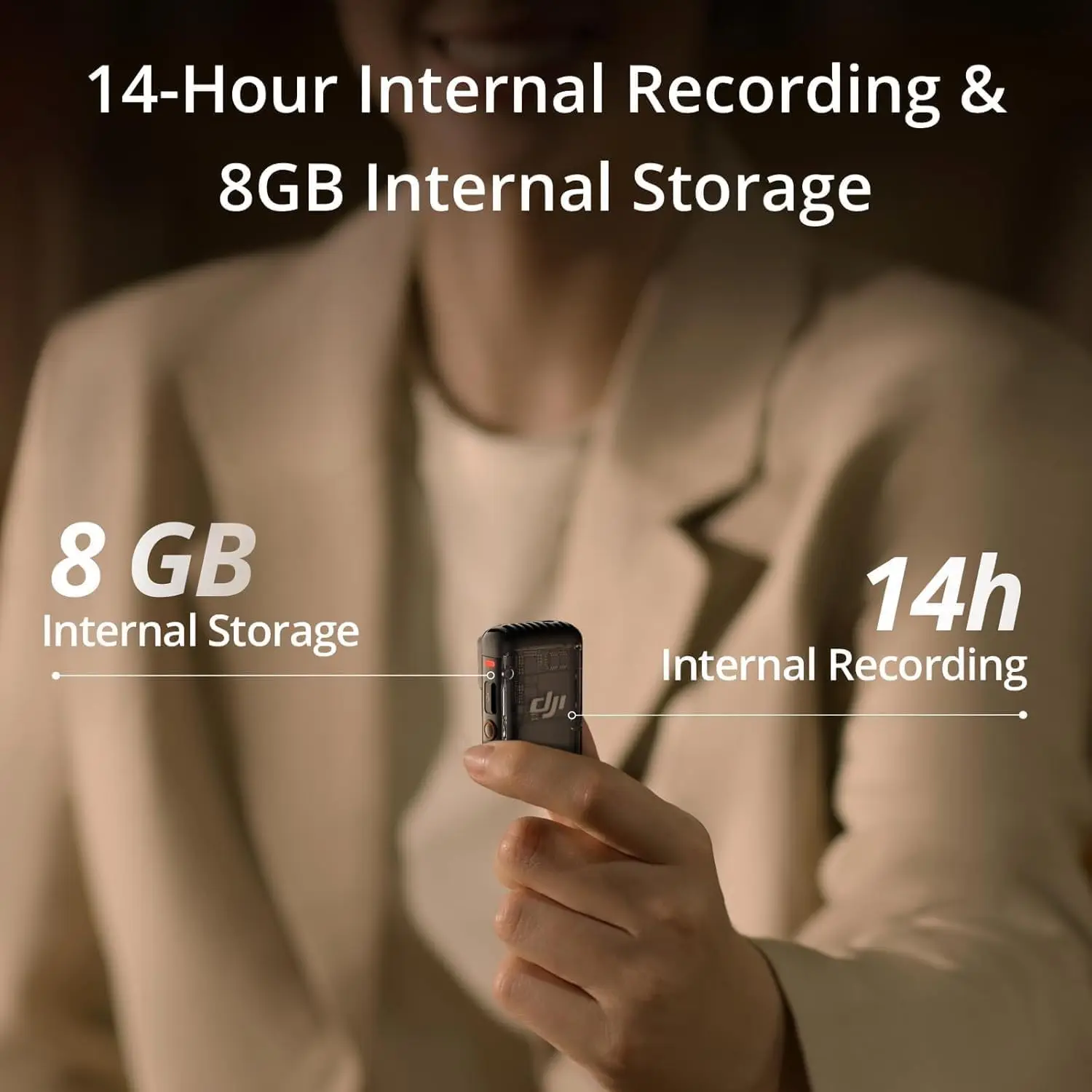 Refurbished Used DJI Mic 2 Transmitter Wireless Bluetooth Microphone with Intelligent Noise Cancelling 14-Hour Internal Recording 6-Hour Battery Magnetic Attachment for Vlogs