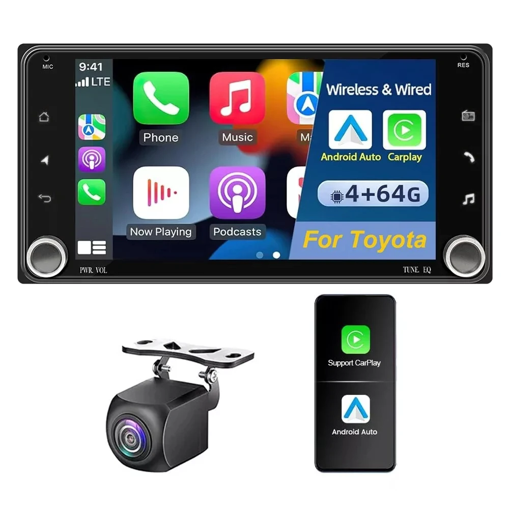 Android 13 Player Dual Knob Car Radio Stereo GPS Navigation with CarPlay/Android Auto 7 Inch Bluetooth Player Compatible for 4Runner 2003-2009 Allion 2001-Onwards Alphard 2002-2015