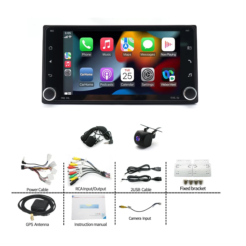Android 13 Player Dual Knob Car Radio Stereo GPS Navigation with CarPlay/Android Auto 7 Inch Bluetooth Player Compatible for 4Runner 2003-2009 Allion 2001-Onwards Alphard 2002-2015