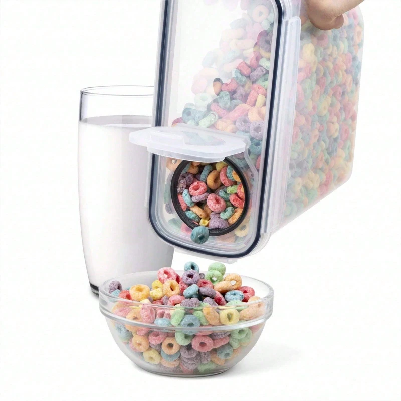 4 Pack Airtight Cereal Dry Food Storage Containers Kitchen Pantry for Flour Sugar Rice Nuts Snacks 4L