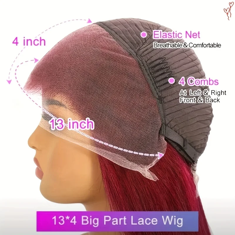 TIMOPOL 180% Density Glueless Jerry Curly Human Hair Wig, Women’s 13x4 HD Transparent Lace Frontal, Rich 99J Burgundy Wine‑Red Tone, Pre‑Plucked Hairline