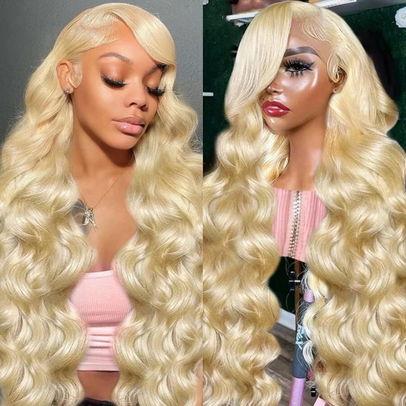 613 Blonde Deep Wave Human Hair Lace Front Wigs 200 & 250 Density 13x4 13x6 HD Lace Frontal Wigs Pre Plucked Natural Hairline Brazilian Remy Human Hair Ponytail Compatible Lace Wigs Ready To Wear Fashion Hairstyle For Women Party Work Daily Styling