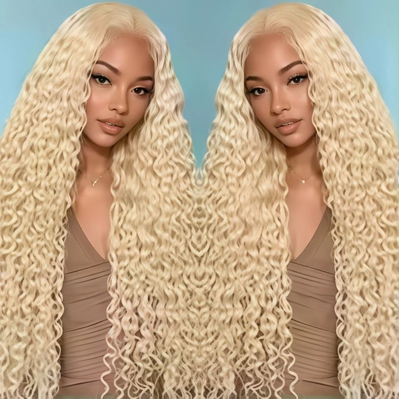 613 Blonde Deep Wave Human Hair Lace Front Wigs 200 & 250 Density 13x4 13x6 HD Lace Frontal Wigs Pre Plucked Natural Hairline Brazilian Remy Human Hair Ponytail Compatible Lace Wigs Ready To Wear Fashion Hairstyle For Women Party Work Daily Styling