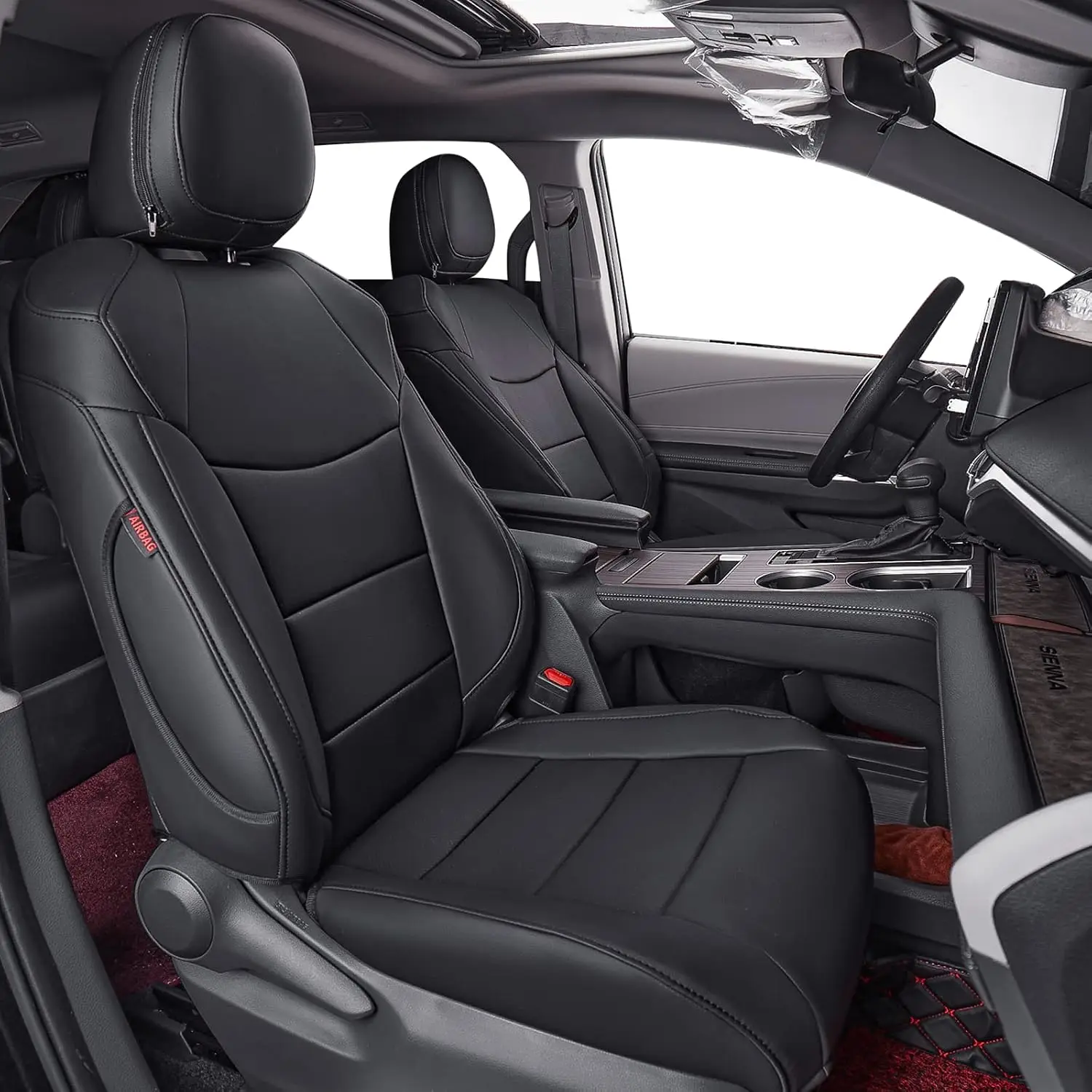 Coverdream Sienna Custom Fit Car Seat Covers for Toyota Sienna 2021-2026 LE XLE 8 Seats 2nd Row 4/2/4 Split & 2021-2026 XLE/XSE/Limited/Platinum 7 Seat 2nd Row Captain Seats Waterproof Full Set Seat Protector Seat Covers