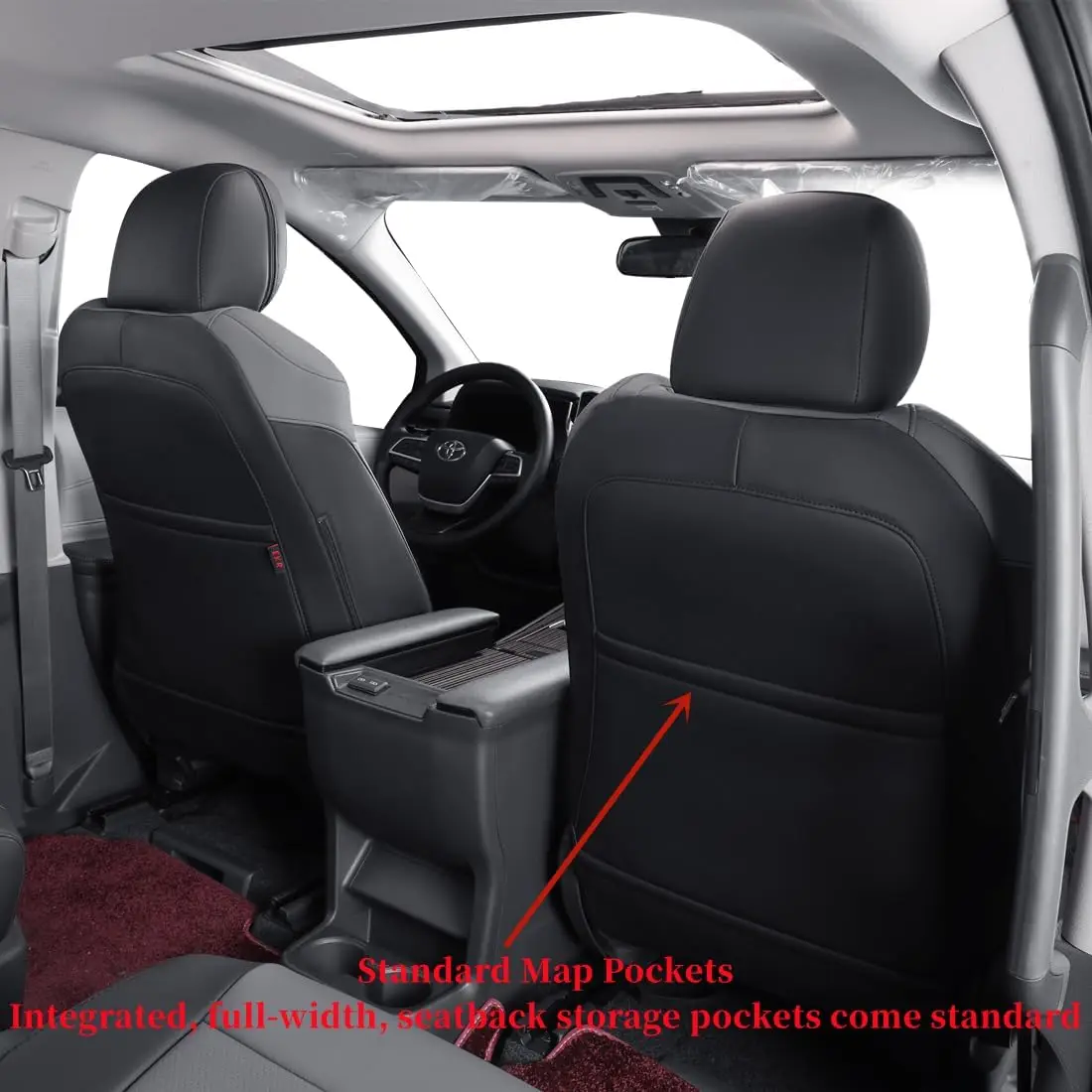 Coverdream Sienna Custom Fit Car Seat Covers for Toyota Sienna 2021-2026 LE XLE 8 Seats 2nd Row 4/2/4 Split & 2021-2026 XLE/XSE/Limited/Platinum 7 Seat 2nd Row Captain Seats Waterproof Full Set Seat Protector Seat Covers