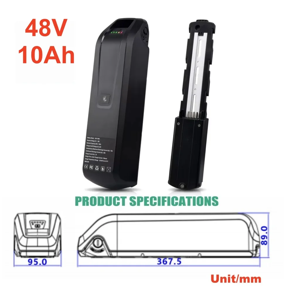 [US Direct]Aleaivy 48V 20Ah Hailong Lithium Ion Battery, 30A BMS 960Wh 4‑PIN Connector, Replacement E‑Bike Battery for 200W‑1500W Electric Bike, UL2849 UL2272 UL2271 Certified, with US 54.6V 2A Charger & Mounting Accessories