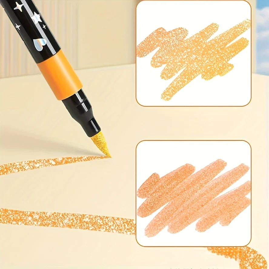 24 Colors Colorful Double-Ended Glitter Pens with Fast-Drying Glue-Like Ink - Fine Tip Tip-To-Base for Scrapbooking, Card Making