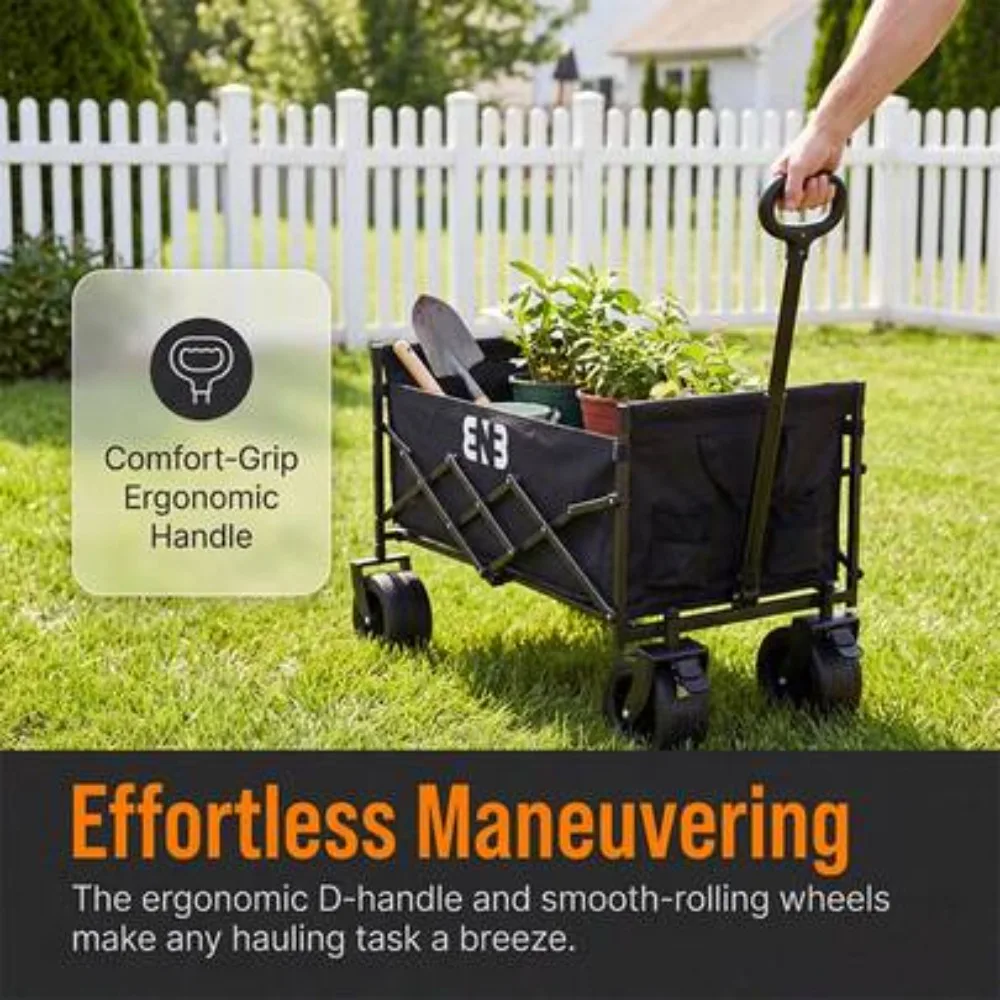 860/450/330/220LBS Heavy Duty All Terrain Folding Wagon Cart with 800D Oxford Fabric Removable Canopy, Adjustable Handle, 360 Degree Swivel Wheels, Large Capacity Collapsible Utility Cart for Shopping Camping Beach Garden Sports, No Assembly Required