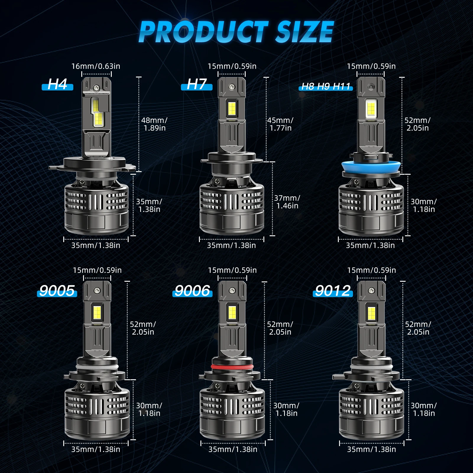 BEVINSEE H7 H4 H11 9005/HB3 9006/HB4 9012/HIR2 LED Light Bulbs 28000LM 150W Super Bright 6000K Canbus Ready Plug-N-Play Turbofan
