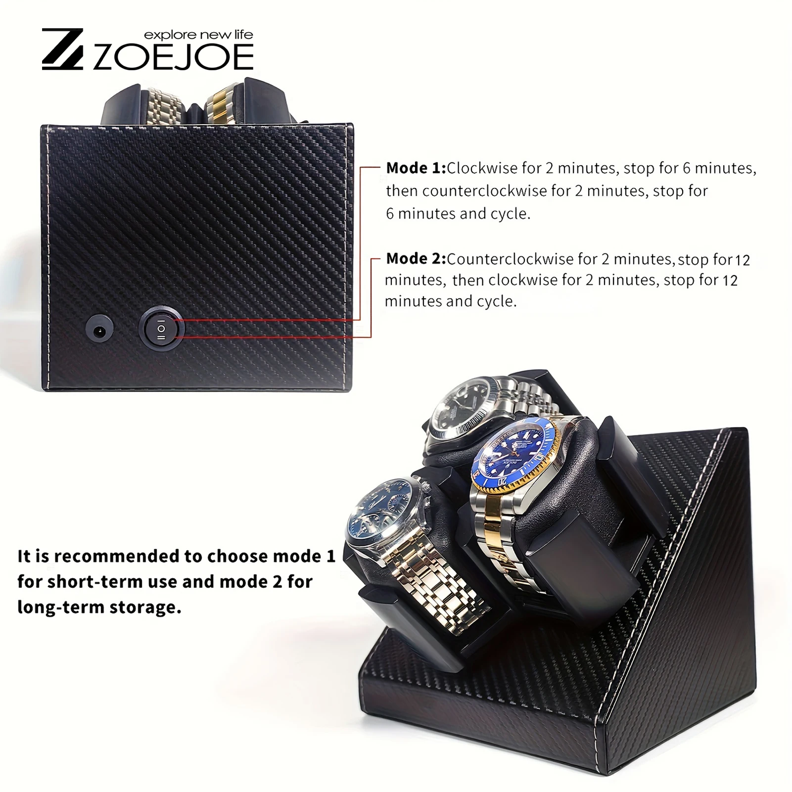 1pc Automatic Watch Winder 3 Slots 2 Modes USB Cable Power Watch Winders For Men Women PU Leather Soft Watch Pillow Watch Winder