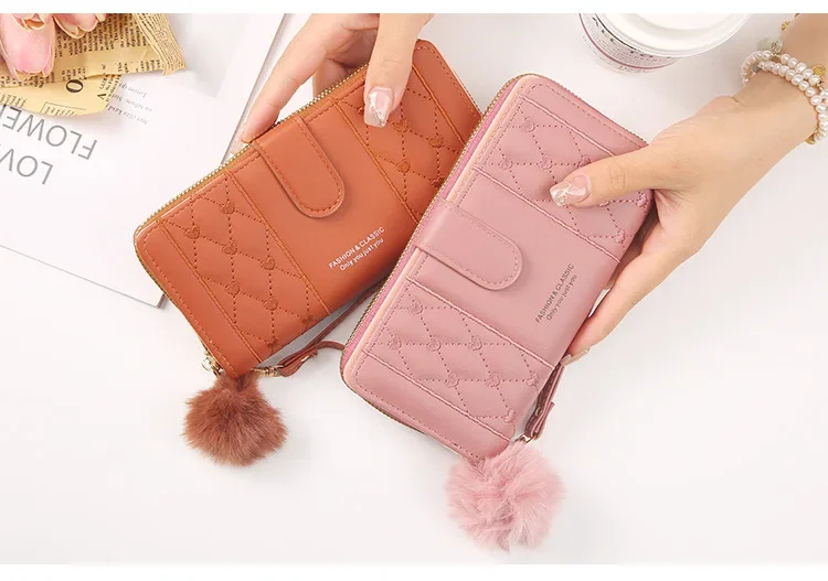 Women Long PU Leather Wallet Large Capacity Zipper Coin Purse Multi Card Holder Phone Wristlet Clutch Handbag