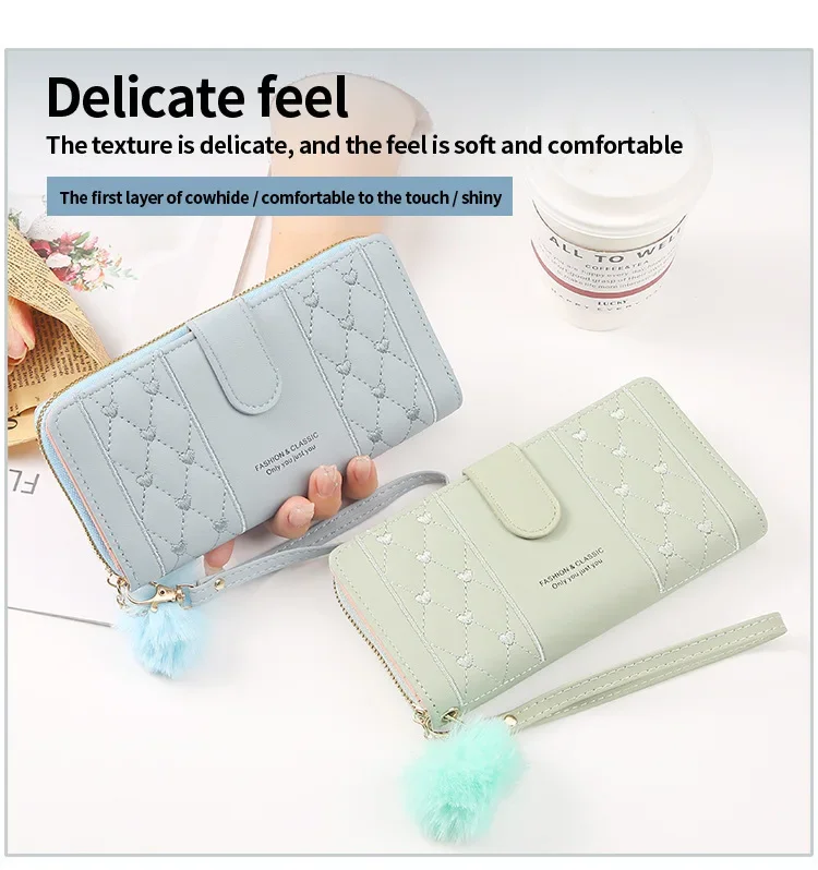 Women Long PU Leather Wallet Large Capacity Zipper Coin Purse Multi Card Holder Phone Wristlet Clutch Handbag
