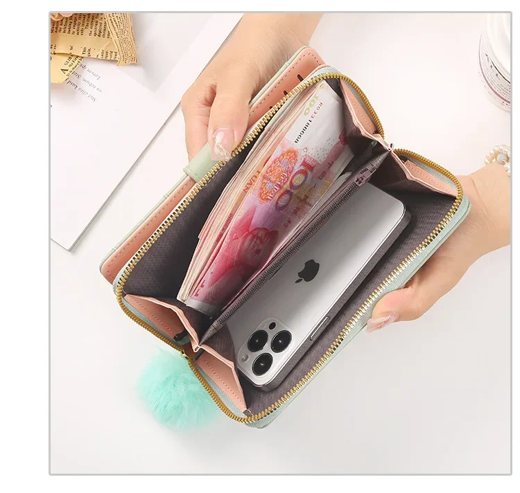 Women Long PU Leather Wallet Large Capacity Zipper Coin Purse Multi Card Holder Phone Wristlet Clutch Handbag
