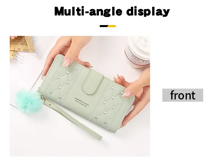 Women Long PU Leather Wallet Large Capacity Zipper Coin Purse Multi Card Holder Phone Wristlet Clutch Handbag