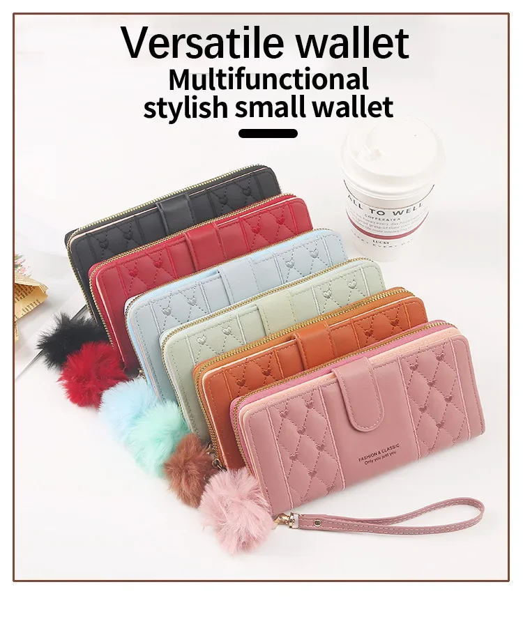Women Long PU Leather Wallet Large Capacity Zipper Coin Purse Multi Card Holder Phone Wristlet Clutch Handbag