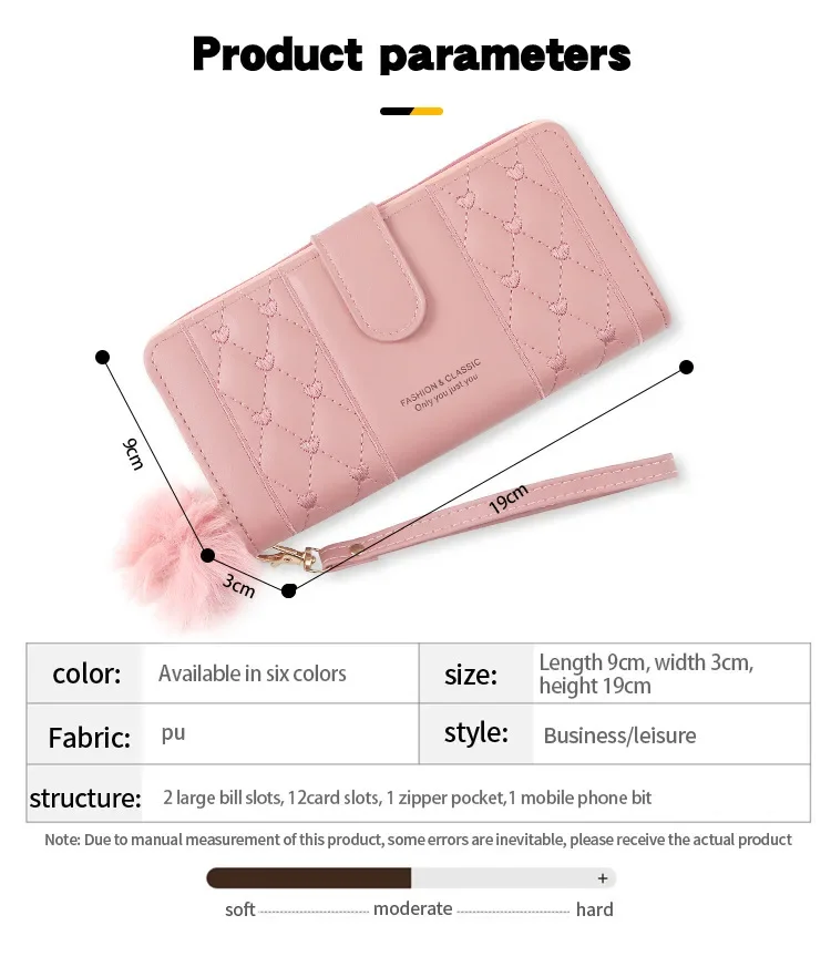 Women Long PU Leather Wallet Large Capacity Zipper Coin Purse Multi Card Holder Phone Wristlet Clutch Handbag