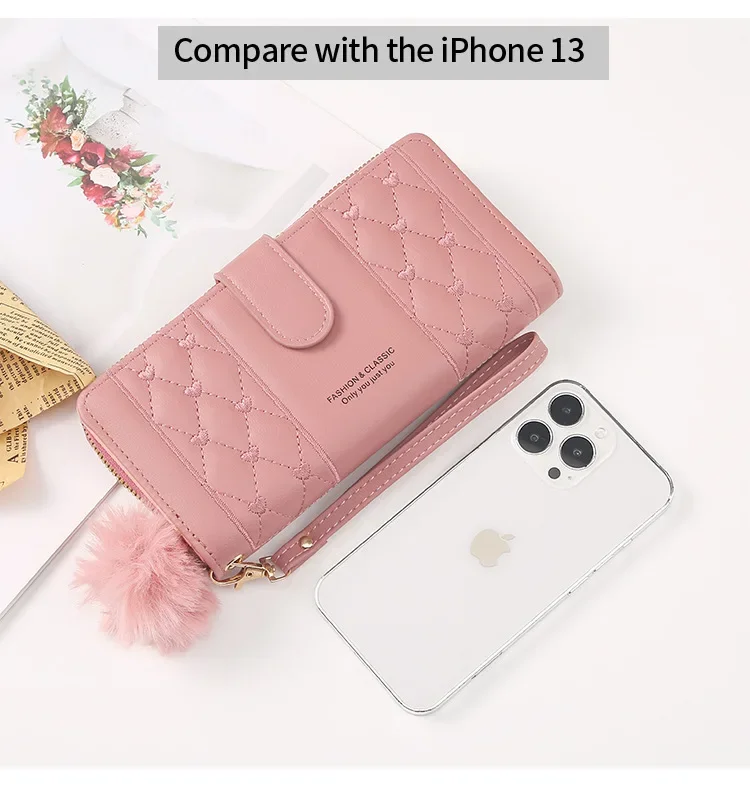Women Long PU Leather Wallet Large Capacity Zipper Coin Purse Multi Card Holder Phone Wristlet Clutch Handbag