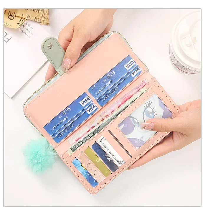 Women Long PU Leather Wallet Large Capacity Zipper Coin Purse Multi Card Holder Phone Wristlet Clutch Handbag