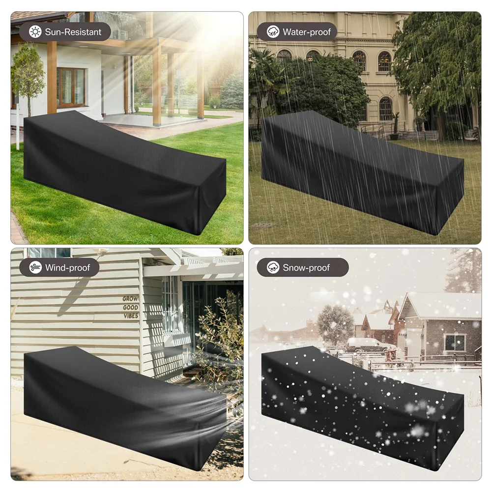 Chaise Lounge Cover Waterproof Lounge Chair Recliner Protective Cover for Outdoor Courtyard Garden Patio