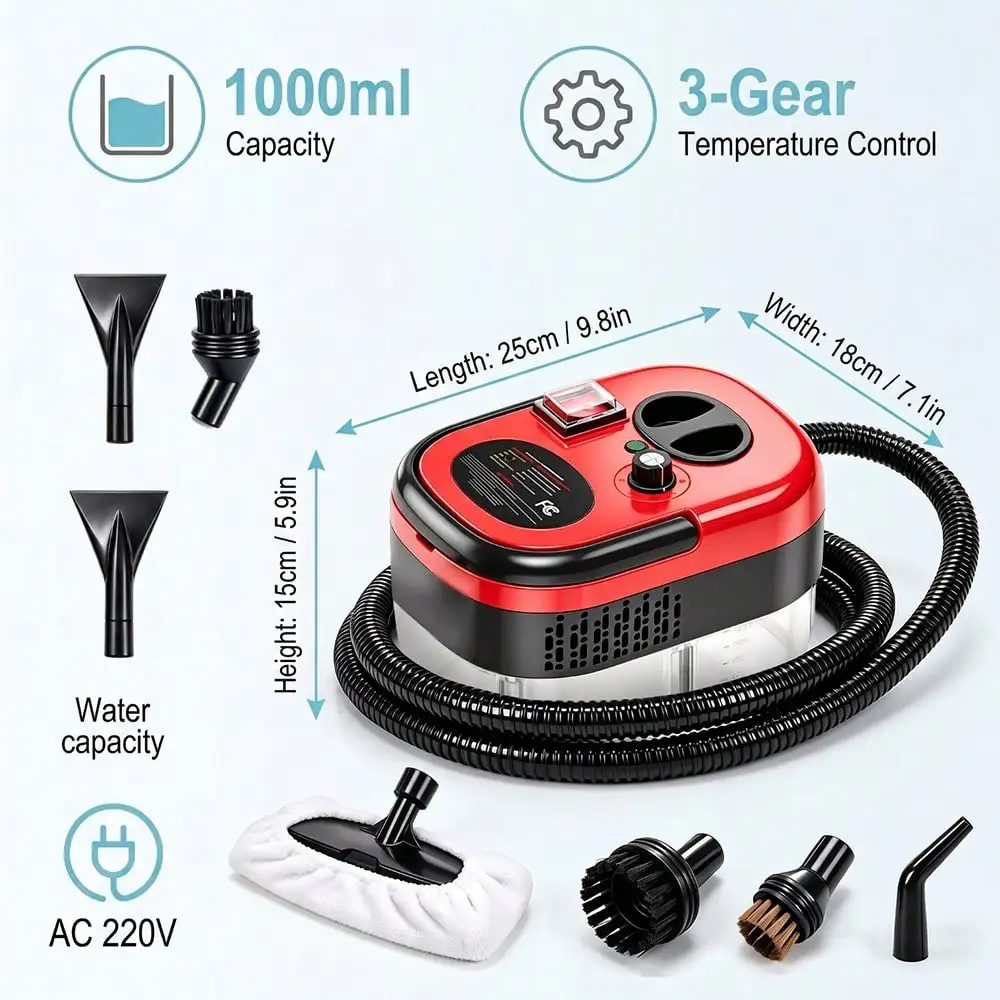 2500W Steam Cleaner, Steamer For Cleaning With Accessories, 1000ml Capacity Portable Multi-Purpose Steamer With For Home Sofa, Car, Floor, Window sv260722105953559260373